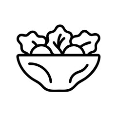 Healthy salad bowl vector icon illustration for diet and nutrition concept simple outline drawing design