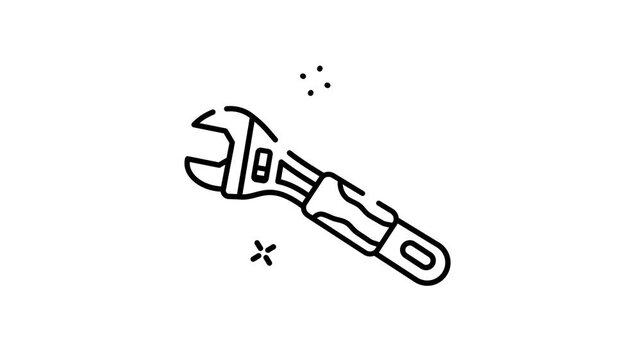 Adjustable wrench tool icon in modern black and white design, perfect for repair concepts