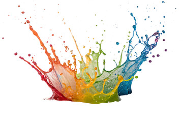 Colorful paint splash isolated design element on white background PNG. AI GENERATED.