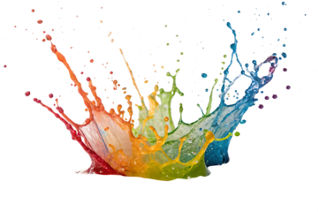 Colorful paint splash isolated design element on white background PNG. AI GENERATED.