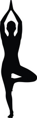 Person in yoga tree pose icon in solid silhouette style