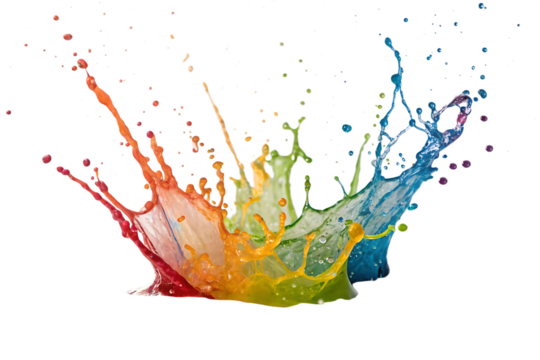 Colorful paint splash isolated design element on white background PNG. AI GENERATED.