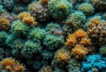 Obraz premium Close up Coral Reef Textures in Vibrant Green Blue and Orange