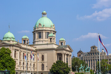 Obraz premium House of National Assembly of Serbia. Parliament building in center of Belgrade