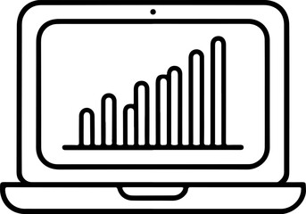 Laptop screen displaying a growing bar graph representing financial success and business growth