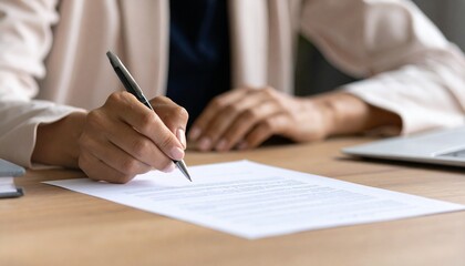 Naklejka premium Woman Signing Important Documents Close Up Shot.
