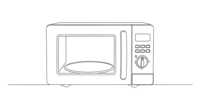 Microwave oven in minimalist style with simple outline design  