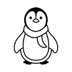 outline baby penguin cartoon on white background 