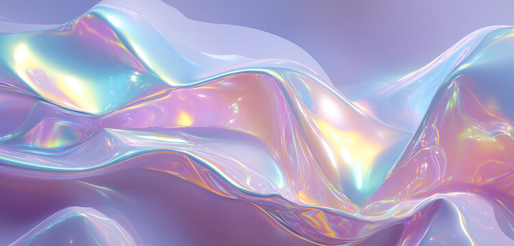 Holographic iridescent smooth surface with 3D waves - Powered by Adobe