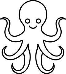 octopus icon outline vector illustration on transparent background