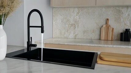 Contemporary kitchen showcases minimalist design with smooth surfaces, chic lighting, and a cozy seating area for gatherings