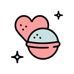 Bath salts bombs icon. Sparkling sea salt ball for aromatherapy and relaxation. Spa fizzy aroma isolated concept