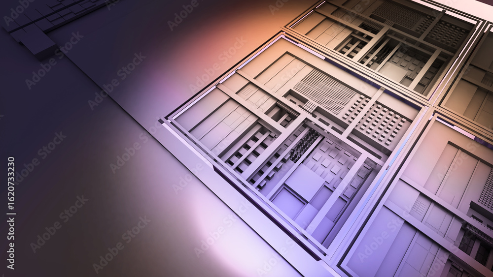 Poster abstract technology image, digital processing and information system integration, management technol