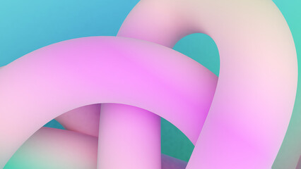 Abstract Artistic Curve Lines Background and Big Swirl Pastel Tones, 3D Rendering