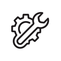 Mechanical wrench and gear icon