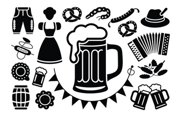 Assortment of Oktoberfest symbols and Bavarian elements