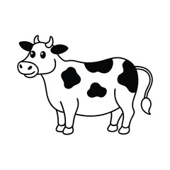 outline cow with spots cartoon on white background 