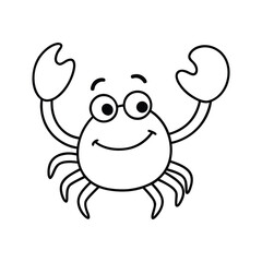 outline crab cartoon on white background