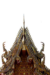 Fototapeta premium Thai temple roof isolated on white background Thailand.