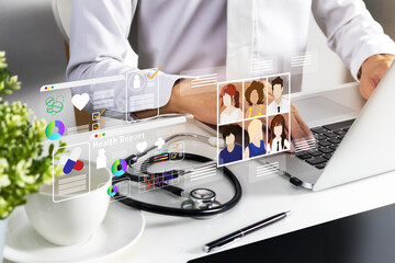 The concept of communication for medical consultation via video call, providing initial medical advice, explaining the use of medicines and medical knowledge.