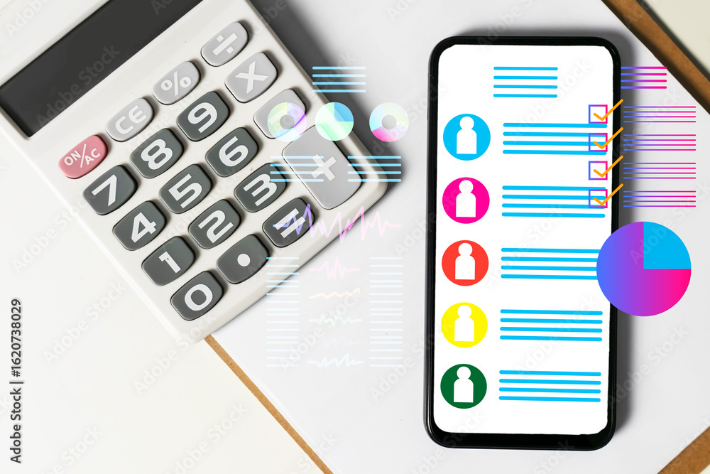 Poster the concept of receiving financial or work-related information conveniently and securely via mobile 