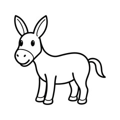 : outline cute donkey with big ears cartoon