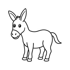 : outline cute donkey with big ears cartoon