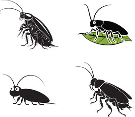 Cartoon Cockroach Silhouette | Kids Insect Vector Clipart