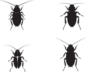 Cockroach Silhouette Top View Vector | Editable Insect Clipart