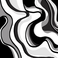 Grey Black and White Liquid Swirl Wall Art