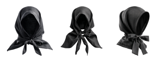 Elegant Black Scarves on Transparent Background for Fashion Showcase