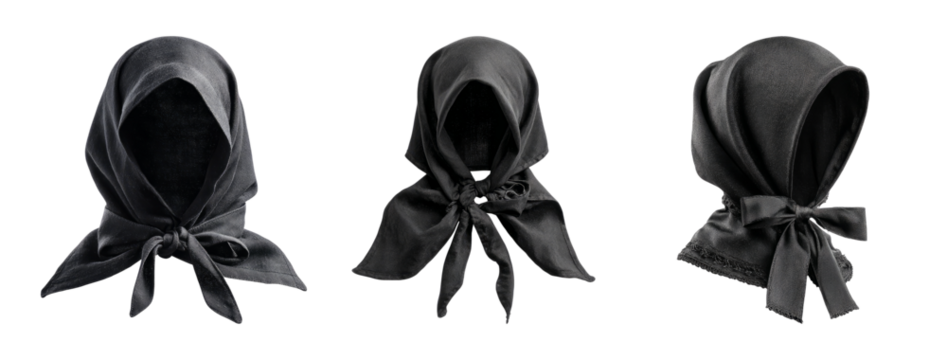 Elegant Black Scarves on Transparent Background for Fashion Showcase - Powered by Adobe