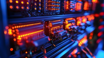 Close-up view of electric vehicle battery cells showcasing intricate design and glowing elements