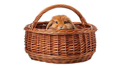 Adorable bunny in a woven basket, perfect for Easter, spring, and children's projects