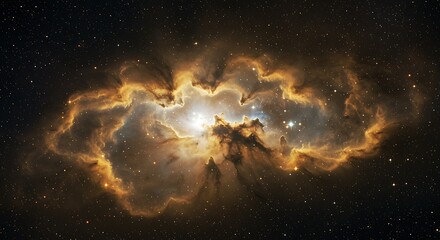 Colorful Nebula in Deep Space with Bright Stars and Cosmic Dust
