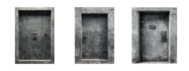Three Abstract Doors with Simple Design on Transparent Background