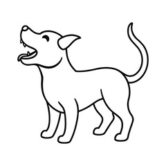  outline dog barking cartoon on white background 
