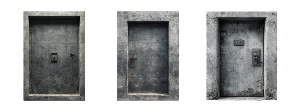 Three Abstract Doors with Simple Design on Transparent Background