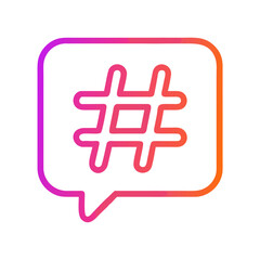 Hashtag symbol in speech bubble with gradient colors  