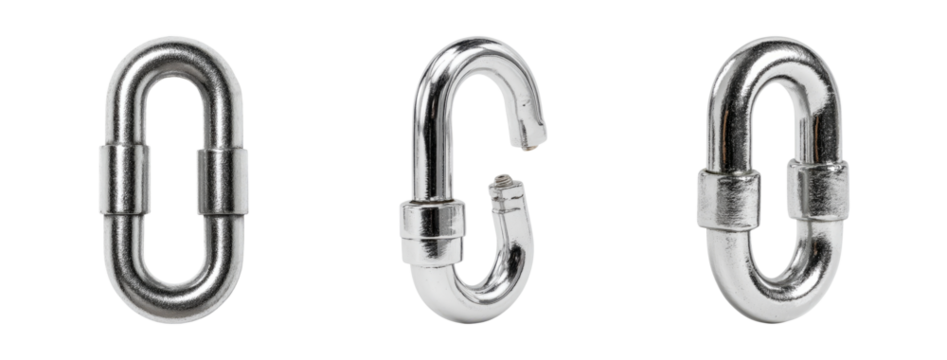 Three Different Metal Hooks on Transparent Background for Design Use