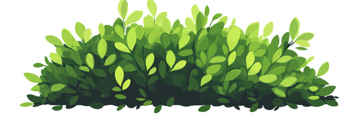 Green leafy bush with dense foliage and natural layered shadow effect isolated on white background vector illustration in flat minimalist style for nature design