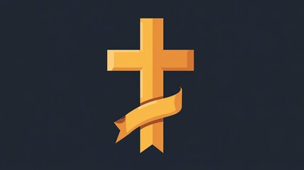 Obraz premium Flat design featuring a cross and remembrance ribbon representing faith and memory