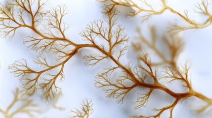 Obraz premium Brown algae showing complex branching structure on white background