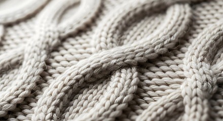 Close-up of Cable Knit Woolen Fabric Texture