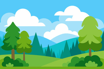 landscape with trees and mountains