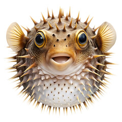 Pufferfish Isolated on White Background Cutout High Resolution