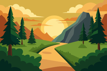 Fototapeta premium landscape with trees and mountains