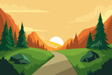 landscape with mountains and forest