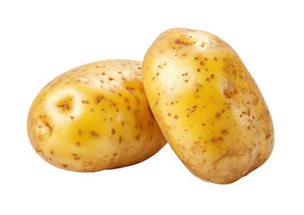 Two yukon gold potatoes sitting next to each other on a isolated on transparent background