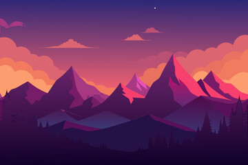 mountain landscape with sunset